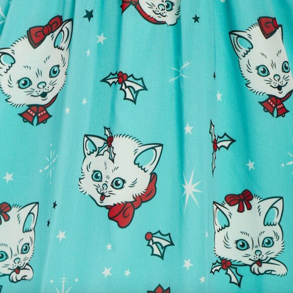SOURPUSS CHRISTMAS KITTIES CREAM PUFF DRESS -- Medium, NWT - Picture 2 of 6